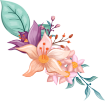 arreglo de flores de naranja con estilo acuarela png