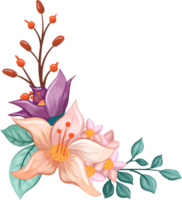 arrangement de fleurs orange avec style aquarelle png