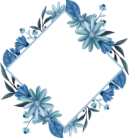 buquê floral azul com aquarela png