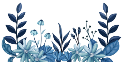 blauw bloemen boeket met waterverf png