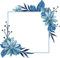 buquê floral azul com aquarela png