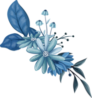 Blue Floral Bouquet With Watercolor png
