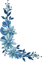 bouquet floral bleu à l'aquarelle png