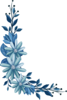 ramo floral azul con acuarela png