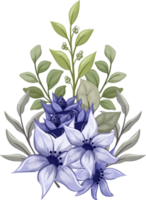 ramo floral morado con acuarela png