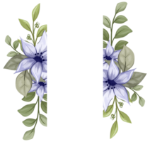 ramo floral morado con acuarela png