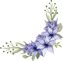 ramo floral morado con acuarela png