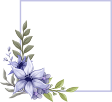 ramo floral morado con acuarela png
