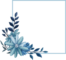 buquê floral azul com aquarela png