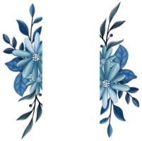 buquê floral azul com aquarela png