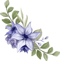 ramo floral morado con acuarela png