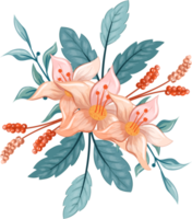 arreglo de flores de naranja con estilo acuarela png