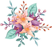 arreglo de flores de naranja con estilo acuarela png