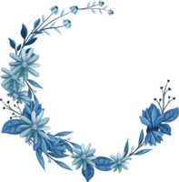 blå blommig bukett med vattenfärg png