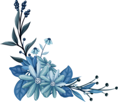 blauer blumenstrauß mit aquarell png