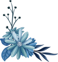 buquê floral azul com aquarela png