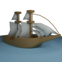 barco en el mar modelado 3d png