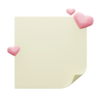 3D note with pink heart png