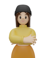 3D character women arms crossed png