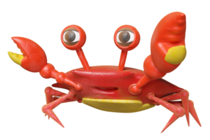 3d rood krab van plasticine geïsoleerd. klei speelgoed- icoon concept, 3d illustratie geven png