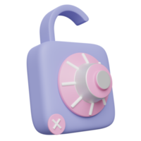 unlocked padlock icon with password insecure isolated. security data protection, minimal concept, 3d illustration or 3d render png