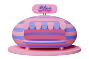 pink blue shop or store front isolated. Startup franchise business, online shopping concept, 3d illustration or 3d render png