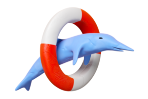 Spectacle de dauphins bleus 3d à partir de pâte à modeler isolée. Concept d'icône de jouet d'argile de dauphin, illustration 3d render png