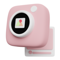 3d pink photo camera icon isolated. minimal concept,  3d render illustration
