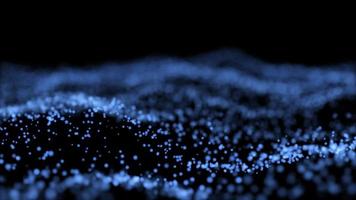 abstrakt blå lysande energi vågor från partiklar och magisk prickar med fläck effekt på mörk bakgrund. abstrakt bakgrund. video i hög kvalitet 4k, rörelse design