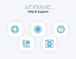 Help And Support Blue Icon Pack 5 Icon Design. global. center. protection. support vector