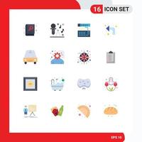 16 User Interface Flat Color Pack of modern Signs and Symbols of car up analog reload sound Editable Pack of Creative Vector Design Elements