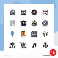 16 User Interface Flat Color Filled Line Pack of modern Signs and Symbols of plus cons setting pros love Editable Creative Vector Design Elements