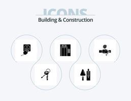 Building And Construction Glyph Icon Pack 5 Icon Design. pipe. building. tool. lift. cord vector