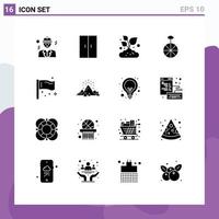 Modern Set of 16 Solid Glyphs and symbols such as flags congress farm circus wheel Editable Vector Design Elements