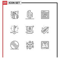 Modern Set of 9 Outlines and symbols such as institution money ice cream key web security Editable Vector Design Elements