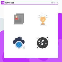 4 Flat Icon concept for Websites Mobile and Apps profile prize delete award cloud Editable Vector Design Elements