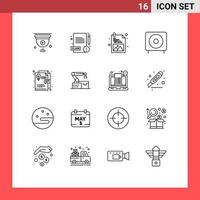 Stock Vector Icon Pack of 16 Line Signs and Symbols for layout subwoofer development products devices Editable Vector Design Elements