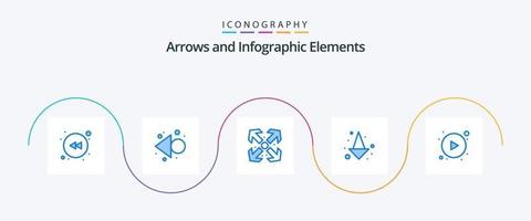 paquete de iconos de flecha azul 5 que incluye . lleno. vector