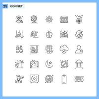 Pictogram Set of 25 Simple Lines of performance award sun store shop Editable Vector Design Elements