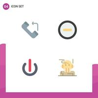 User Interface Pack of 4 Basic Flat Icons of answer power basic button adviser Editable Vector Design Elements