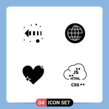 4 Thematic Vector Solid Glyphs and Editable Symbols of arrow like earth internet report Editable Vector Design Elements