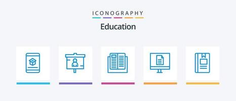 paquete de iconos de educación azul 5 que incluye Internet. negocio. presentación. escuela. conocimiento. diseño de iconos creativos vector