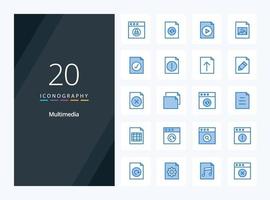 20 Multimedia Blue Color icon for presentation vector