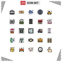 User Interface Pack of 25 Basic Filled line Flat Colors of mockup design transport good taxi expand Editable Vector Design Elements