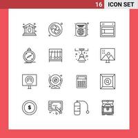 Universal Icon Symbols Group of 16 Modern Outlines of direction website ticket web layout Editable Vector Design Elements