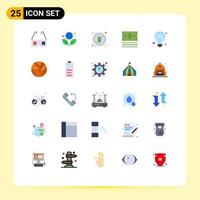 25 User Interface Flat Color Pack of modern Signs and Symbols of idea campaigns food shopping money Editable Vector Design Elements