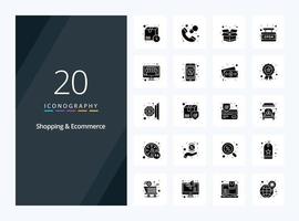 20 Shopping And Ecommerce Solid Glyph icon for presentation vector