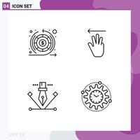 Group of 4 Modern Filledline Flat Colors Set for earnings designing warranty up pen tool Editable Vector Design Elements