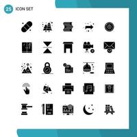 Pictogram Set of 25 Simple Solid Glyphs of plumber education education plenet right Editable Vector Design Elements