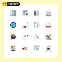 User Interface Pack of 16 Basic Flat Colors of solar environment ok energy layout Editable Pack of Creative Vector Design Elements